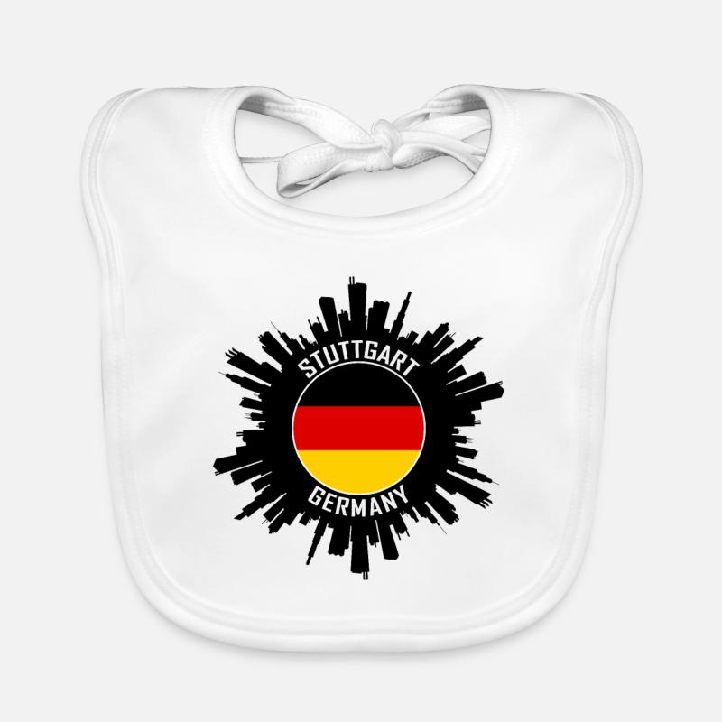 Stuttgart Skyline Germany Flag Travel Souvenir Organic Baby Bibs