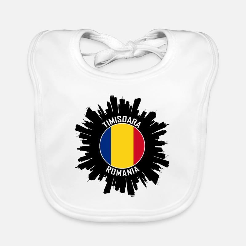 Timisoara Skyline Roumanie Flag Souvenir de voyage Bavoir bio Bébé