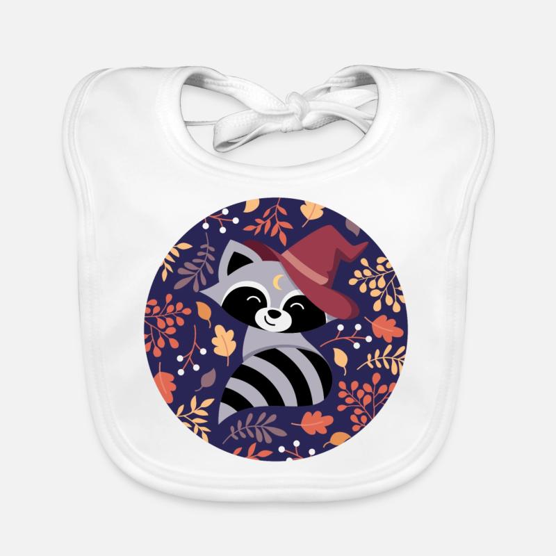 Raccoon with autumn pattern Organic Baby Bibs