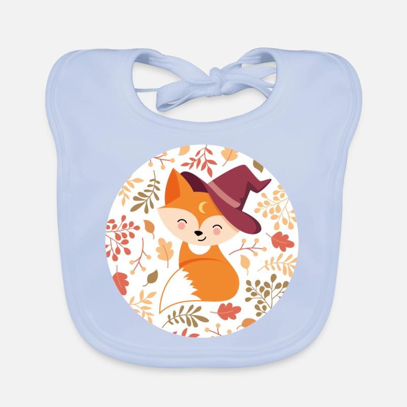 Fox with autumn pattern Organic Baby Bibs
