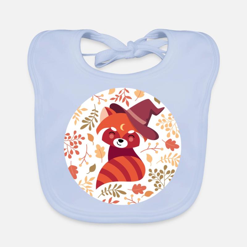 red panda with autumn pattern Organic Baby Bibs