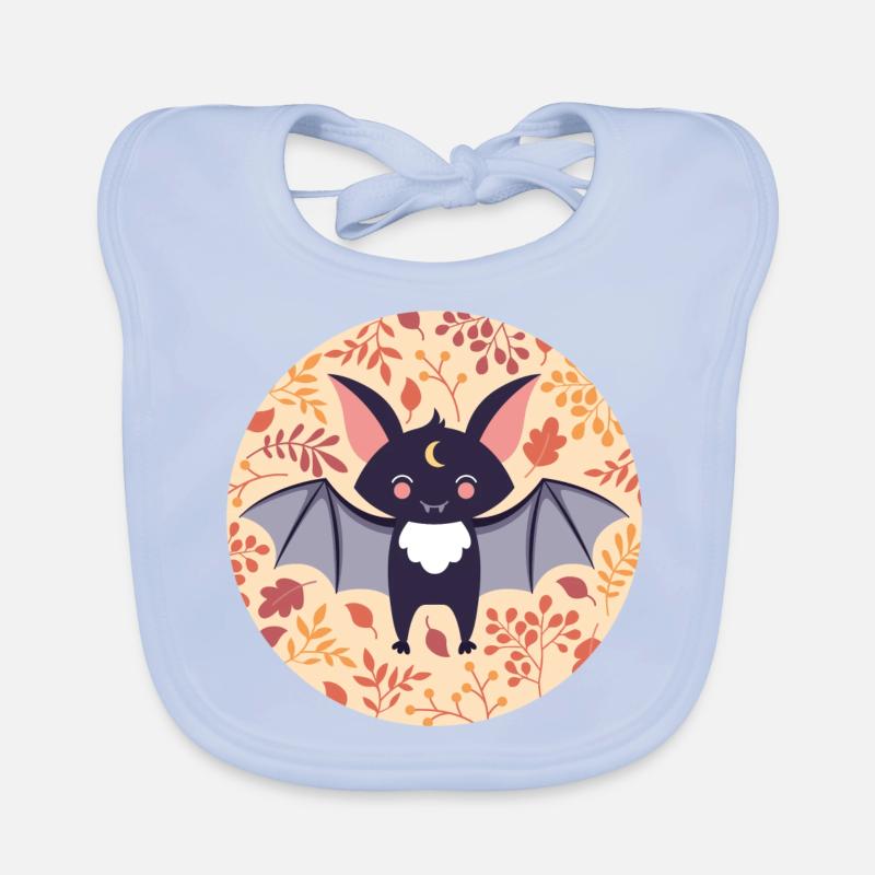 Fledermaus mit Herbstmuster Baby Bio-Lätzchen