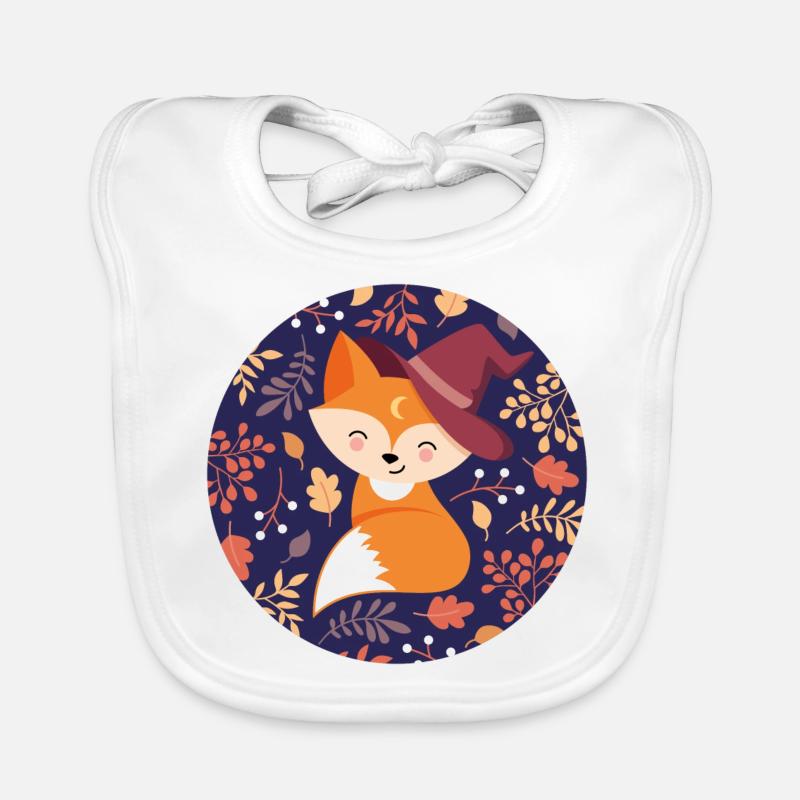 Fuchs mit Herbstmuster Baby Bio-Lätzchen