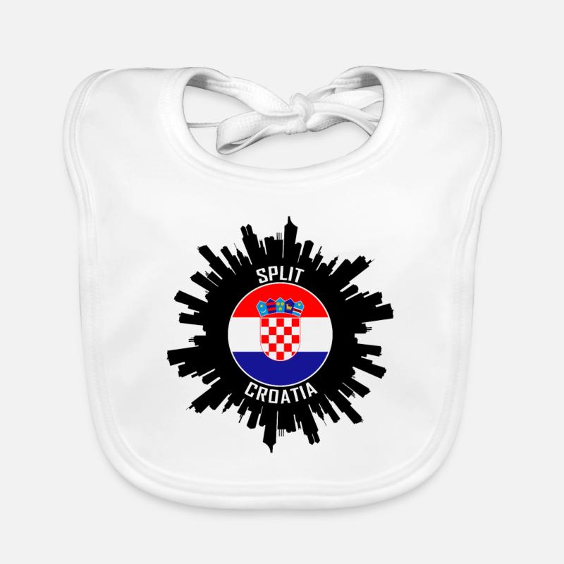 Split Skyline Croatie drapeau souvenir de voyage Bavoir bio Bébé