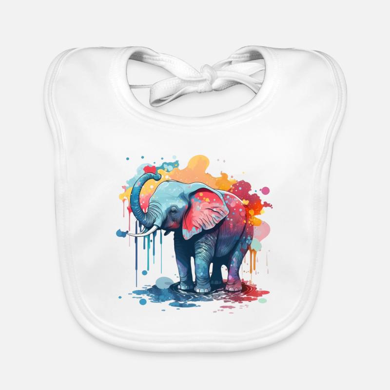 Aquarelle Éléphant Bébé Bavoir bio Bébé