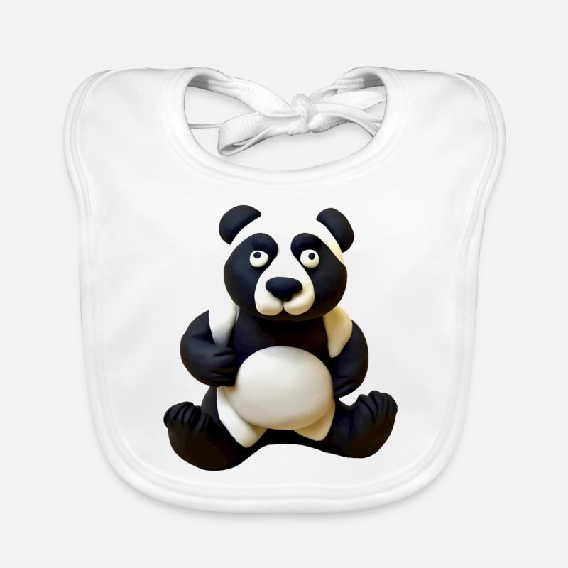 Panda aus Knete Baby Bio-Lätzchen