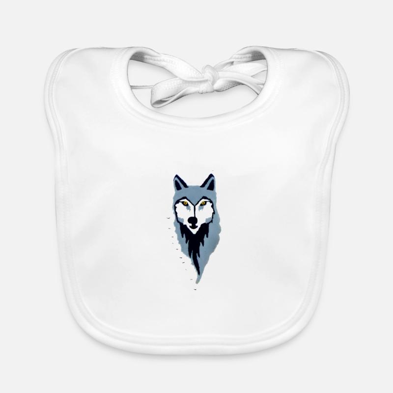 grauer Wolf, Kopf, print Baby Bio-Lätzchen