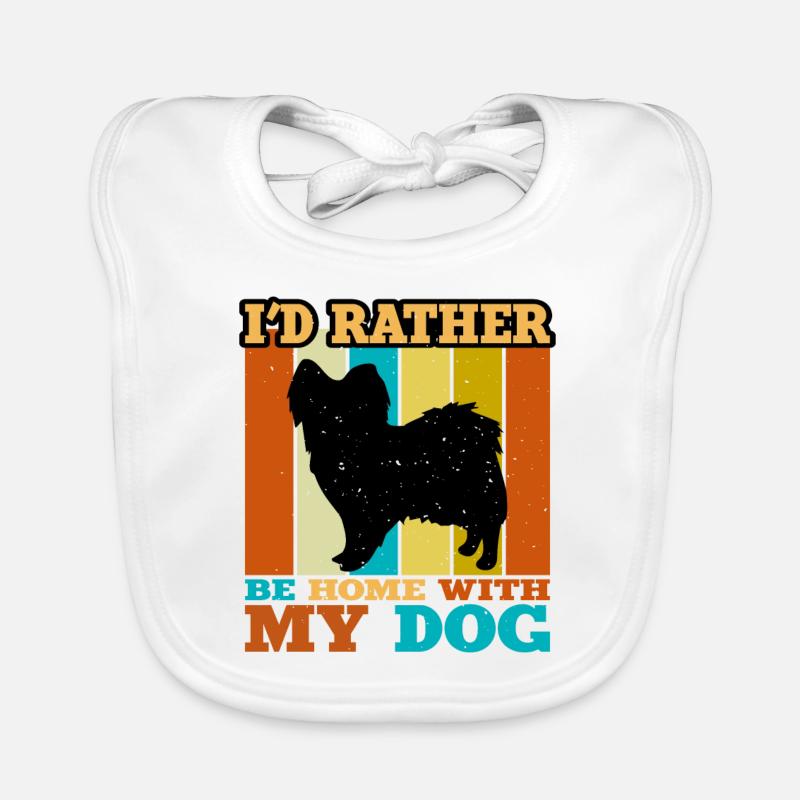 Papillon Dog Lover Silhouette Vintage Sunset Organic Baby Bibs