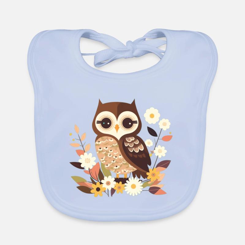 Chouette mignonne dans la forêt de fleurs 7 Bavoir bio Bébé