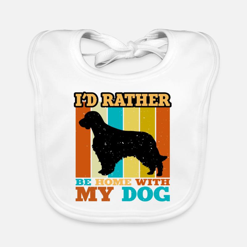 Welsh Springer Spaniel Dog Silhouette Retro Sunset Bavoir bio Bébé