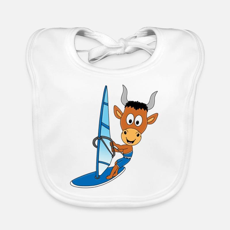 WINDSURFEN - SURFEN - STIER - BULLE - TIER Baby Bio-Lätzchen