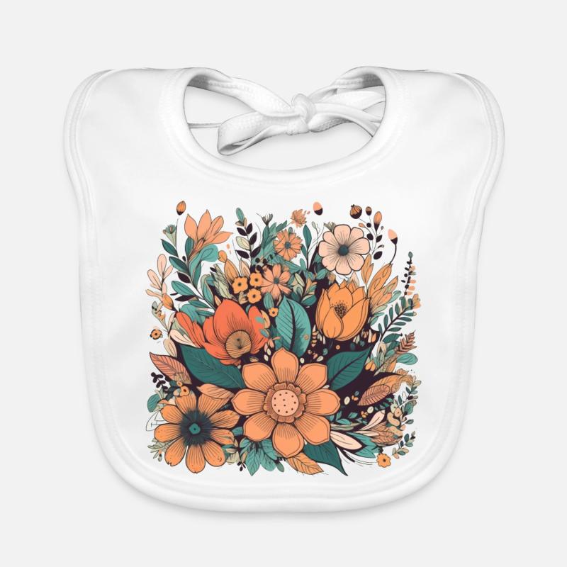 Wunderschönes Boho Blumen Herbarium Bouquet Baby Bio-Lätzchen