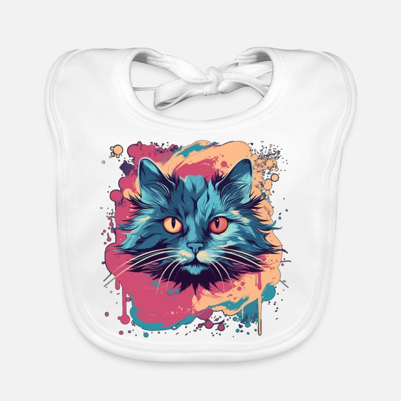 Chat Peint Chat Coloré Abstrait Sauvage Bavoir bio Bébé