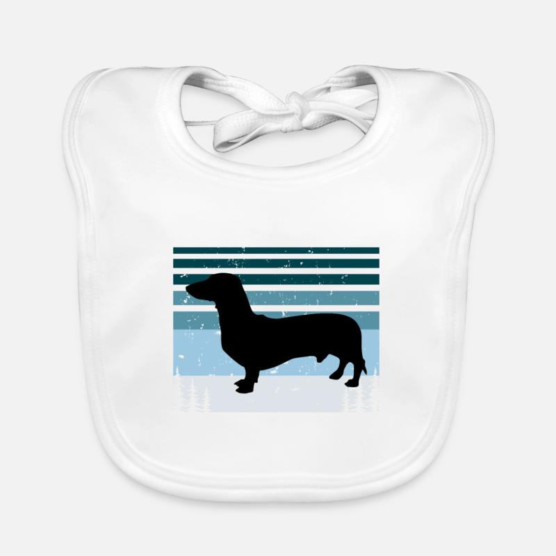 Teckel Chien Lover Silhouette Vintage Sunset Bavoir bio Bébé