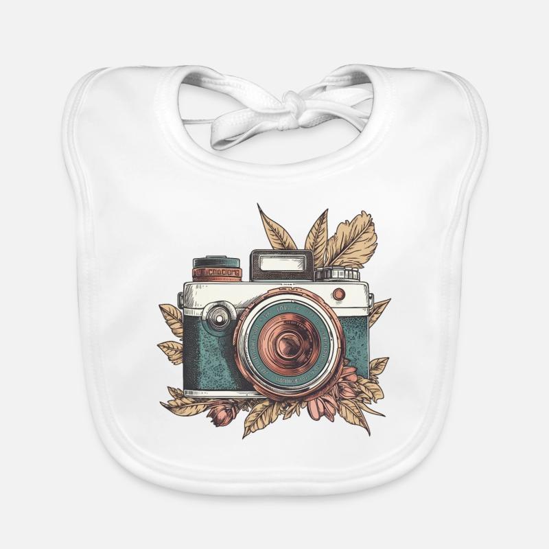 Cool Vintage Retro Camera Boho Style Bavoir bio Bébé