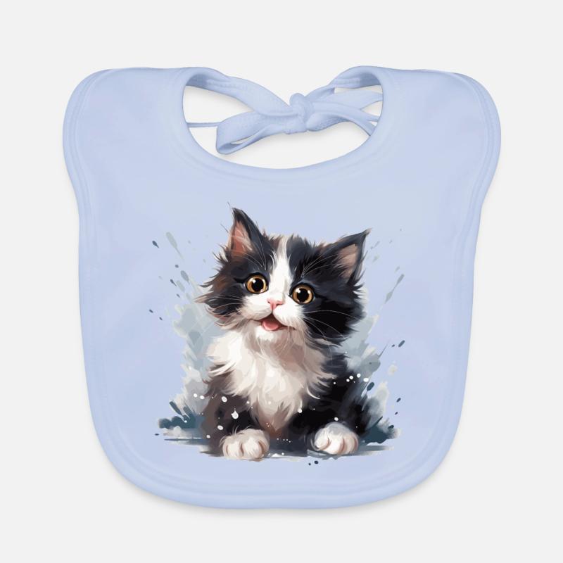 Black and white kitten Organic Baby Bibs