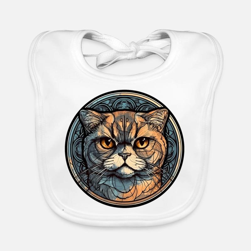 Scottish Fold Cat Breed Watercolor Glass Organic Baby Bibs