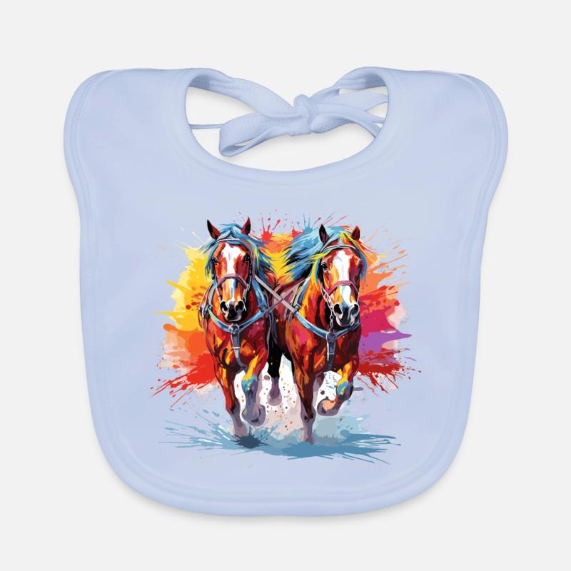 Chevaux de trait, attelage Bavoir bio Bébé