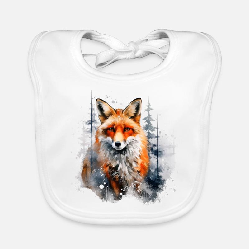 Red fox, snow Organic Baby Bibs