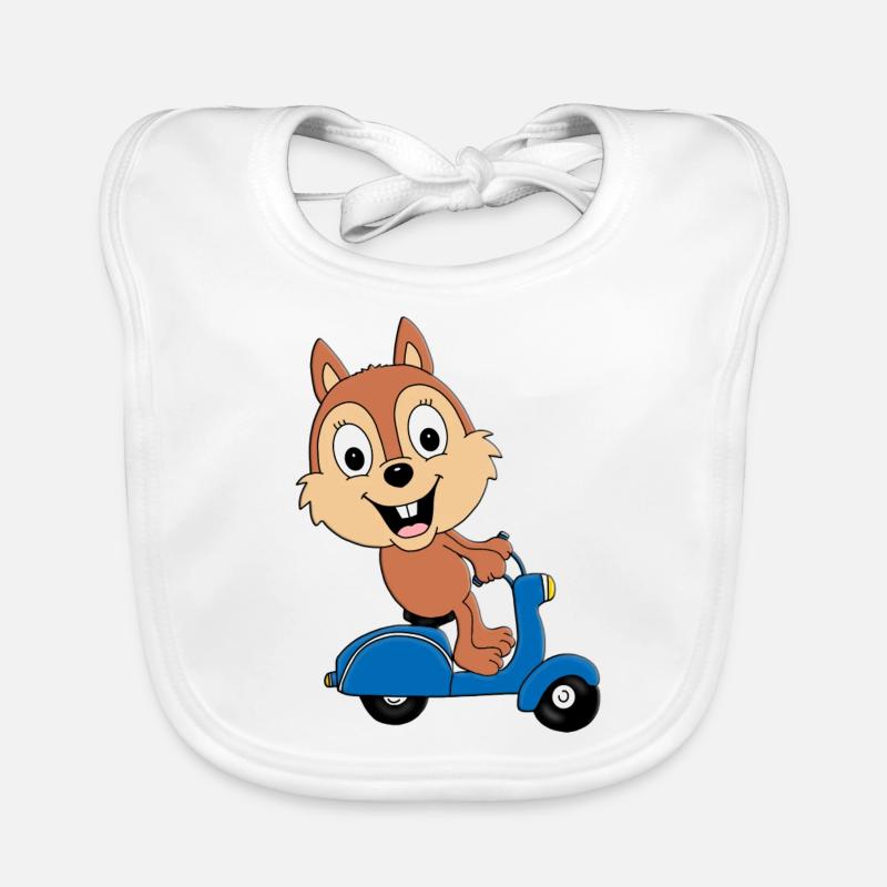 ROLLER - SCOOTER - EICHHÖRNCHEN - TIER - TIERISCH Baby Bio-Lätzchen