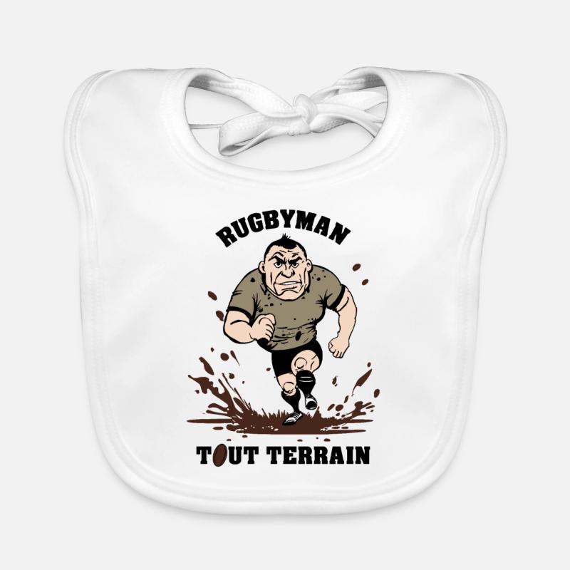 RUGBYMAN TOUT TERRAIN ! - Bavoir bio Bébé - blanc