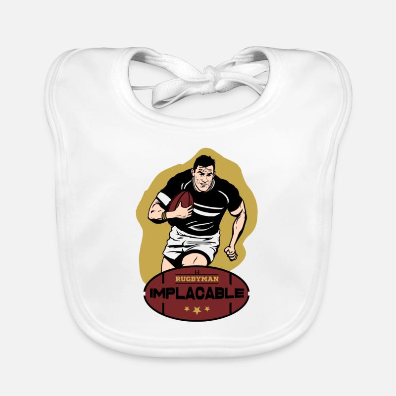 RUGBYMAN IMPLACABLE ! Bavoir bio Bébé