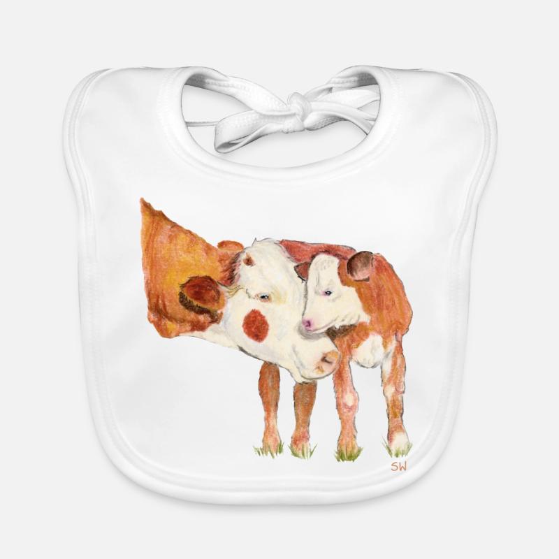 Kuh mit Kalb Baby Bio-Lätzchen