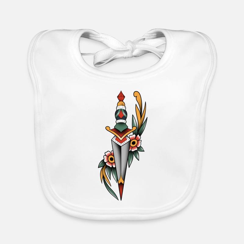 Dague old school traditionnel - Bavoir bio Bébé - blanc