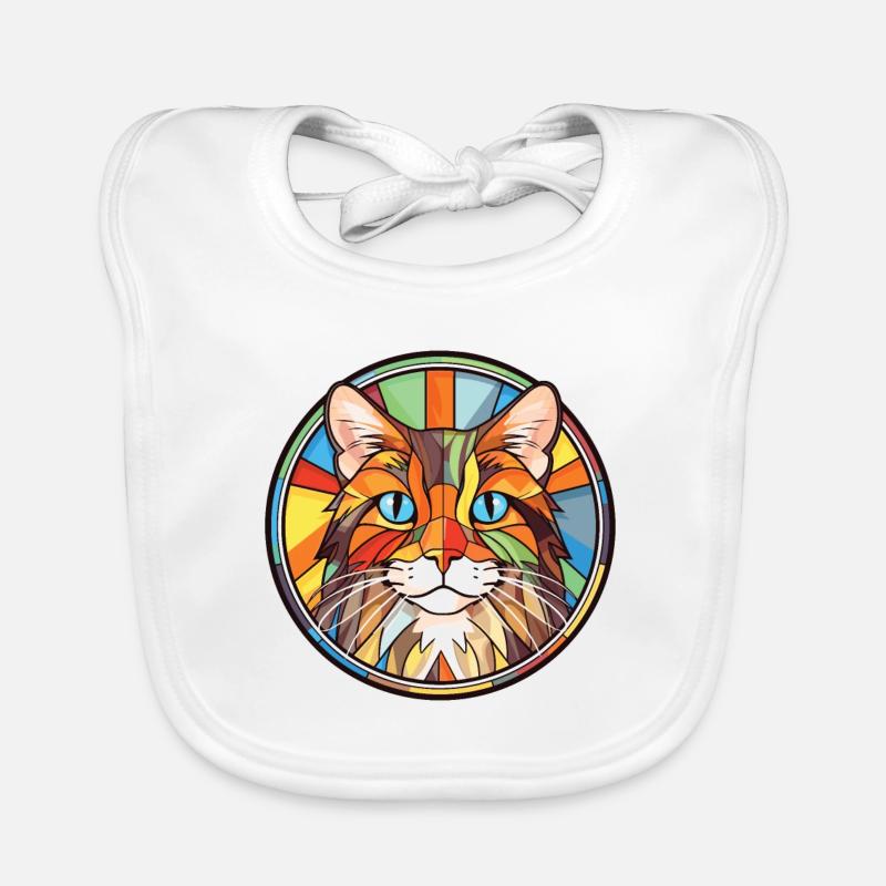 Dessin animé d’aquarelle colorée American Bobtail Cat Bavoir bio Bébé