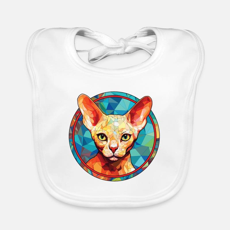 Devon Rex Cat Colorful Watercolor Pet Illustration Organic Baby Bibs
