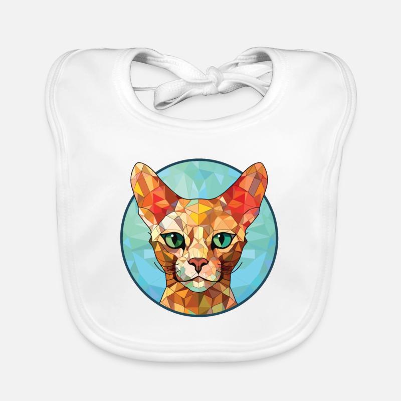 Illustration à l’aquarelle colorée de chat Devon Rex rouge Bavoir bio Bébé