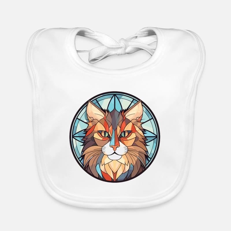 Dessin animé aquarelle coloré de chat de la forêt norvégienne Bavoir bio Bébé