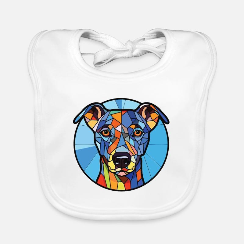 Blaue Spitzenhunderasse Aquarellglas-Illustration Baby Bio-Lätzchen