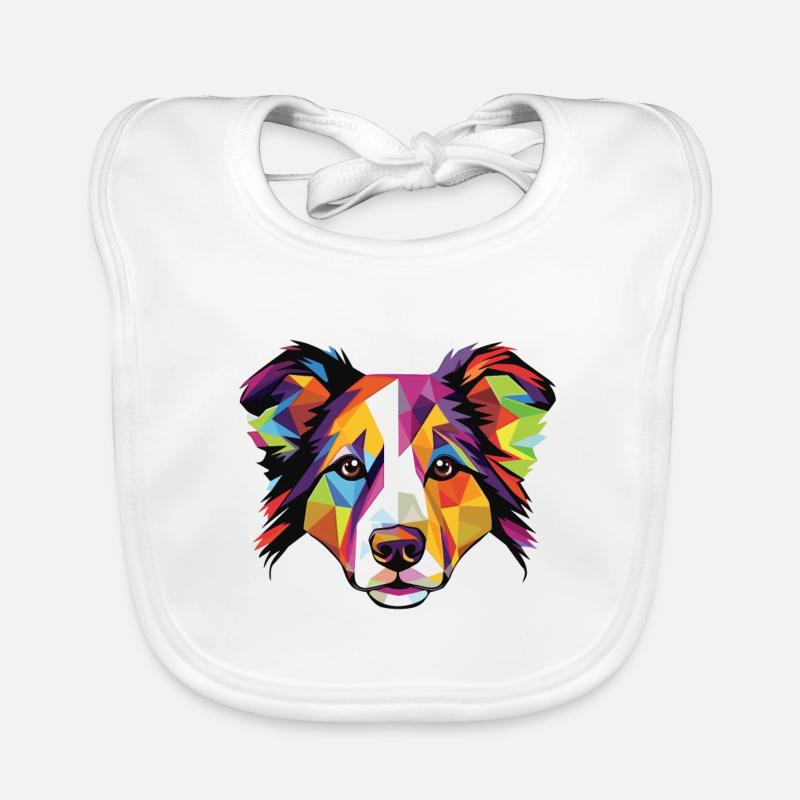 Border Collie Hunderasse Aquarell Illustration Baby Bio-Lätzchen