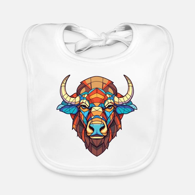 Bison Afrikanischer Büffel Buntes Aquarelltier Baby Bio-Lätzchen
