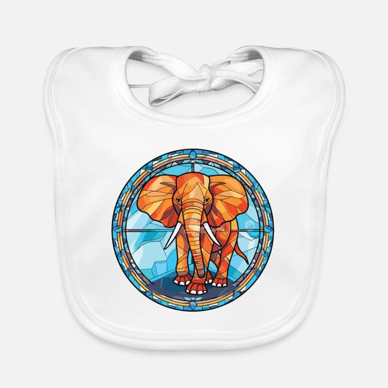 Illustration animale aquarelle colorée d’éléphant Bavoir bio Bébé