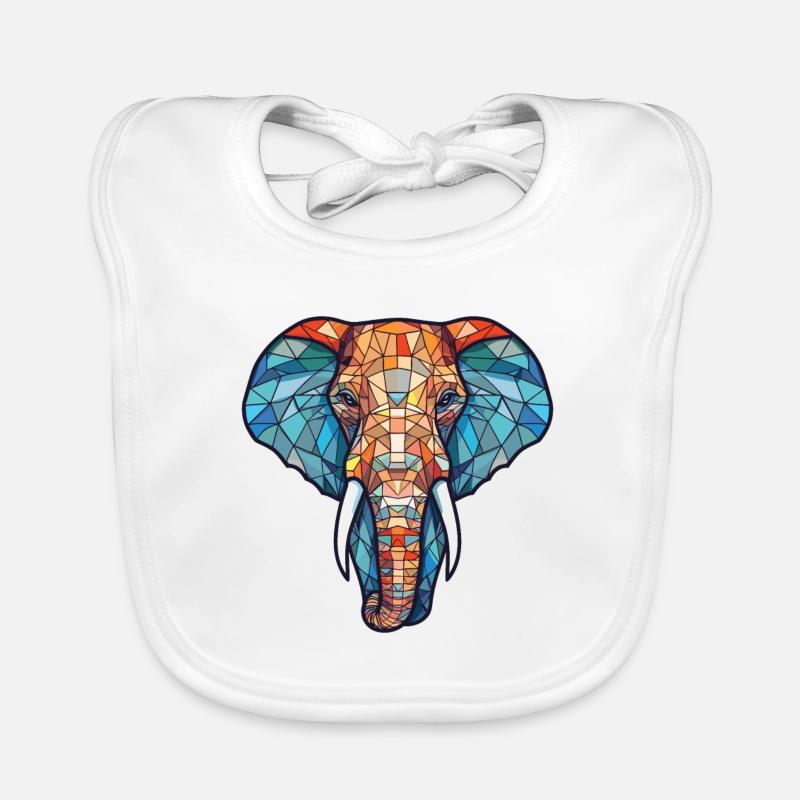Illustration animale aquarelle colorée d’éléphant Bavoir bio Bébé