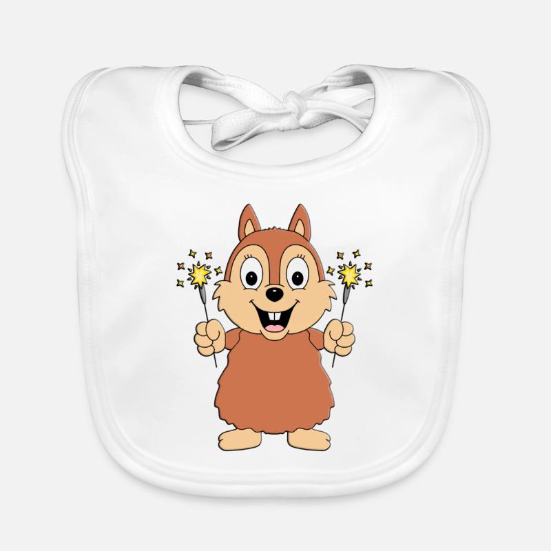 WUNDERKERZEN - NEUJAHR - SILVESTER - EICHHÖRNCHEN Baby Bio-Lätzchen