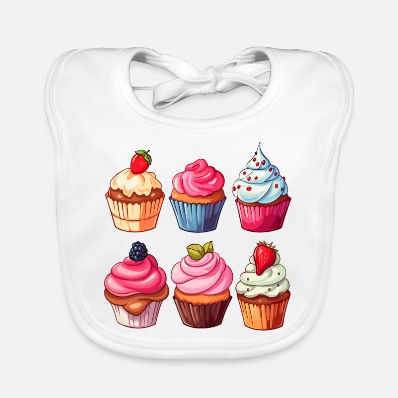 Cupcakes, Cupcake, Candy, Baked Goods Organic Baby Bibs