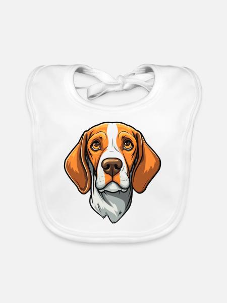 Ariege Pointer Dog Breed Cartoon Kawaii Illustrati - Organic Baby Bibs - white - Front