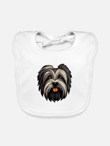 Skye Terrier Hunderasse Cartoon Kawaii Illustration - Baby Bio-Lätzchen - Weiß - Vorne