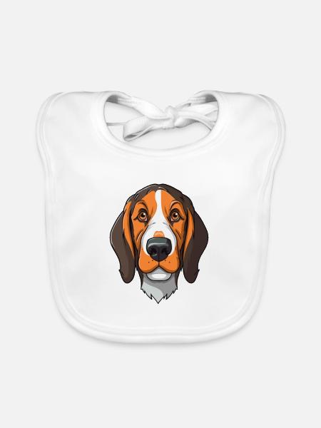 Chien tricolore sibérien race de chien Cartoon Kawaii I - Bavoir bio Bébé - blanc - Devant