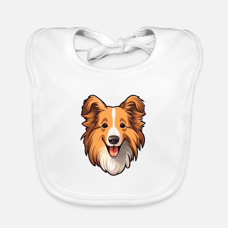 Sheltie Hunderasse Karikatur Kawaii Illustration Baby Bio-Lätzchen