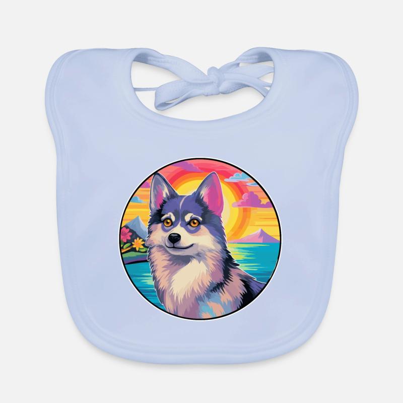 Alaskan Klee Kai Hunderasse Bunte Karikatur Wasserc Baby Bio-Lätzchen