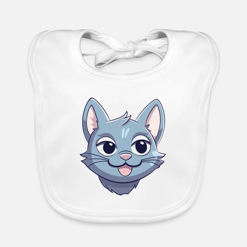 Illustration d’aquarelle de bande dessinée de chat bleu russe Bavoir bio Bébé