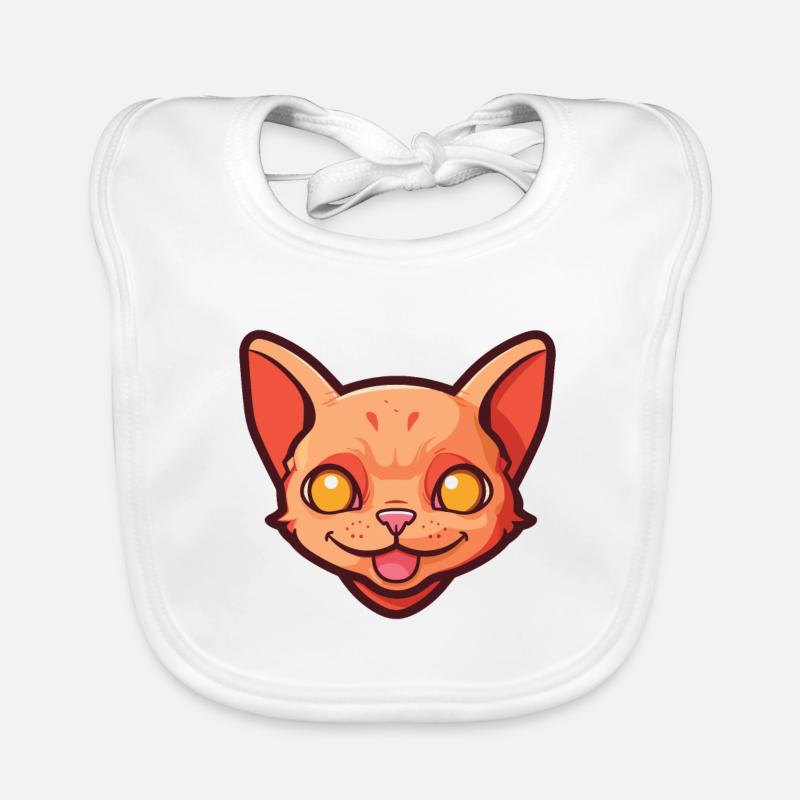 Illustration à l’aquarelle de dessin animé Devon Rex chat rouge Bavoir bio Bébé