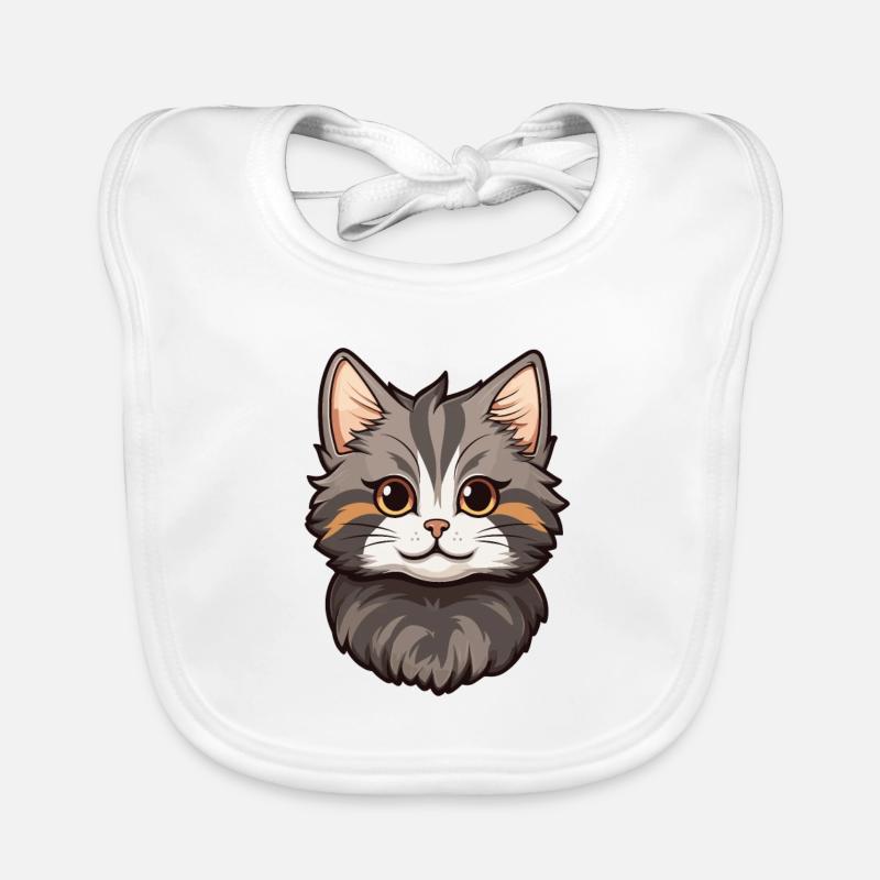 American Bobtail Katze Niedlich Glücklich Kawaii Cartoon Cli Baby Bio-Lätzchen