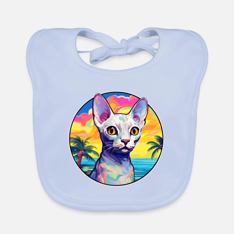 Devon Rex Chat Race Aquarelle Dessin animé Kawaii Animal de compagnie Bavoir bio Bébé