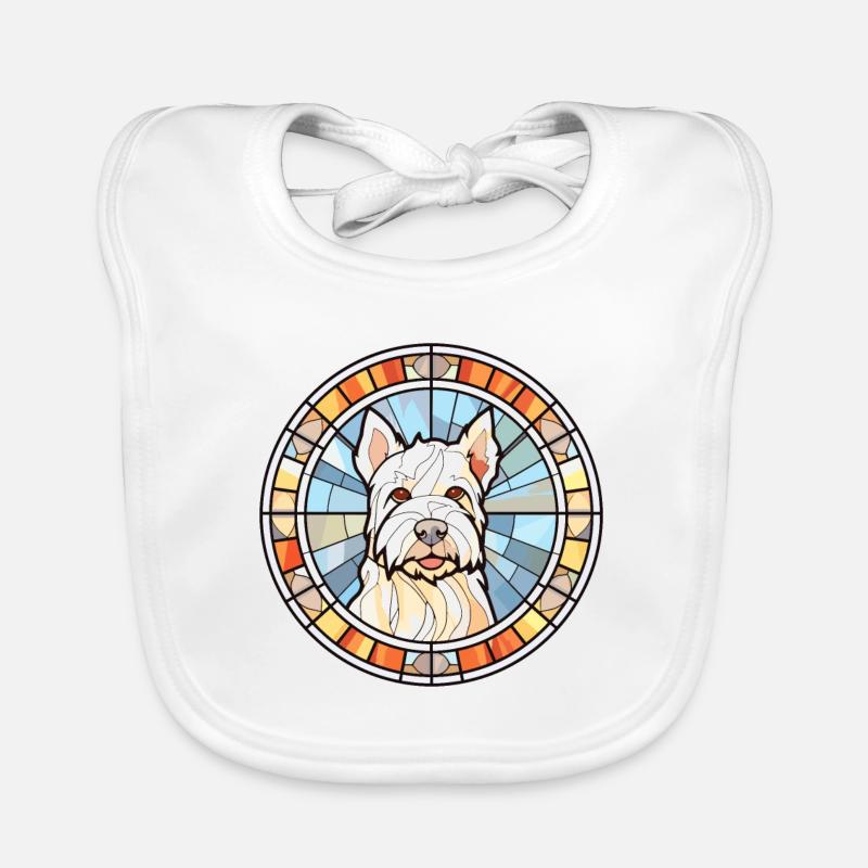 Englisch White Terrier Hunderasse Buntglas Colo Baby Bio-Lätzchen