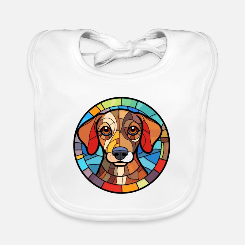Koolie chien race vitrail aquarelle colorée Bavoir bio Bébé